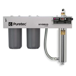 Puretec Dual stage filtration plus UV protection, reversible mounting bracket, 75 Lpm, 1” conn