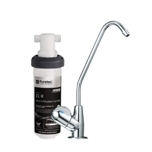 Puretec Long reach designer faucet with quick-twist filter, 0.1 micron